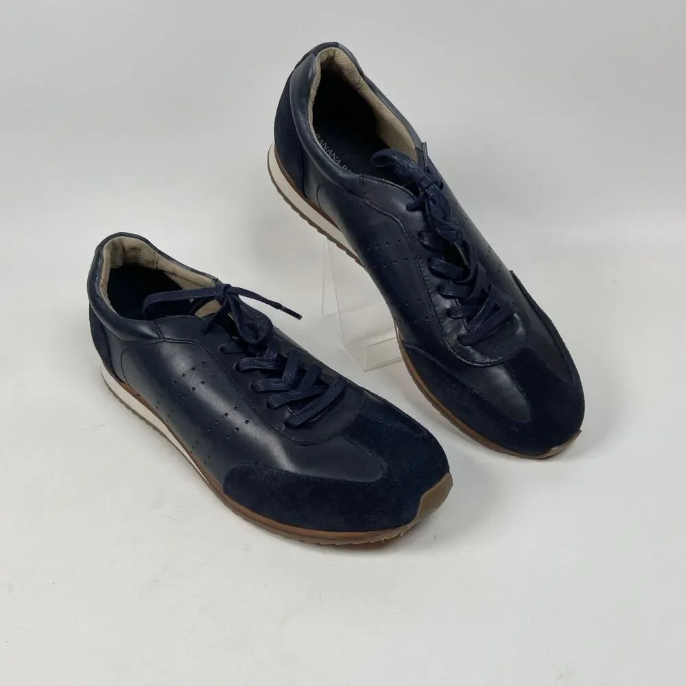 Banana Republic Navy Blue Leather Suede Sneakers Shoes Casual Men's Size 13M